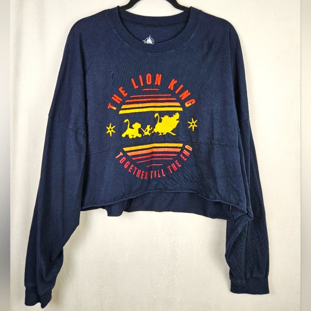 Disney Spirit Jersey The Lion King Navy Cropped Long Sleeve Size Large